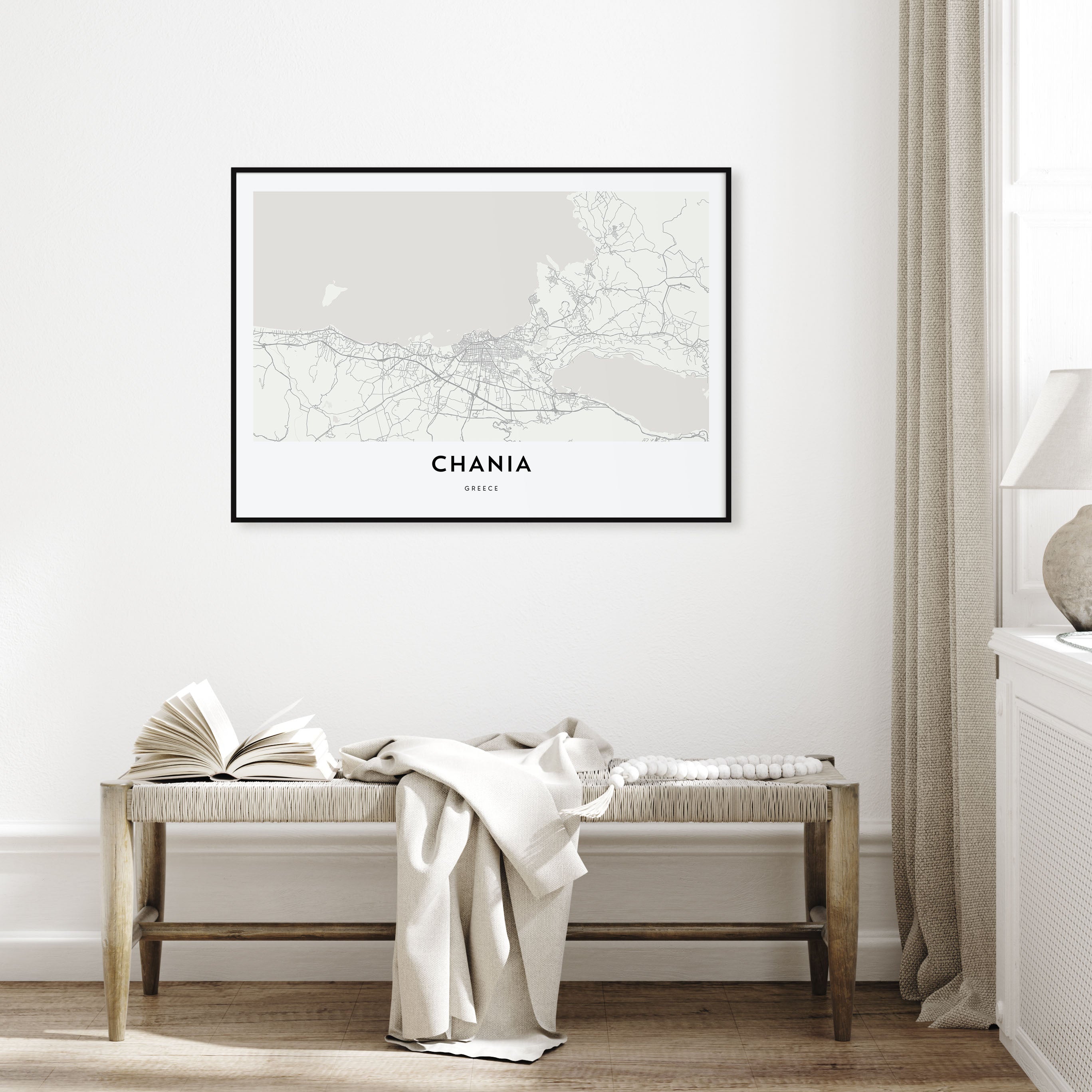 Chania Map Landscape Poster