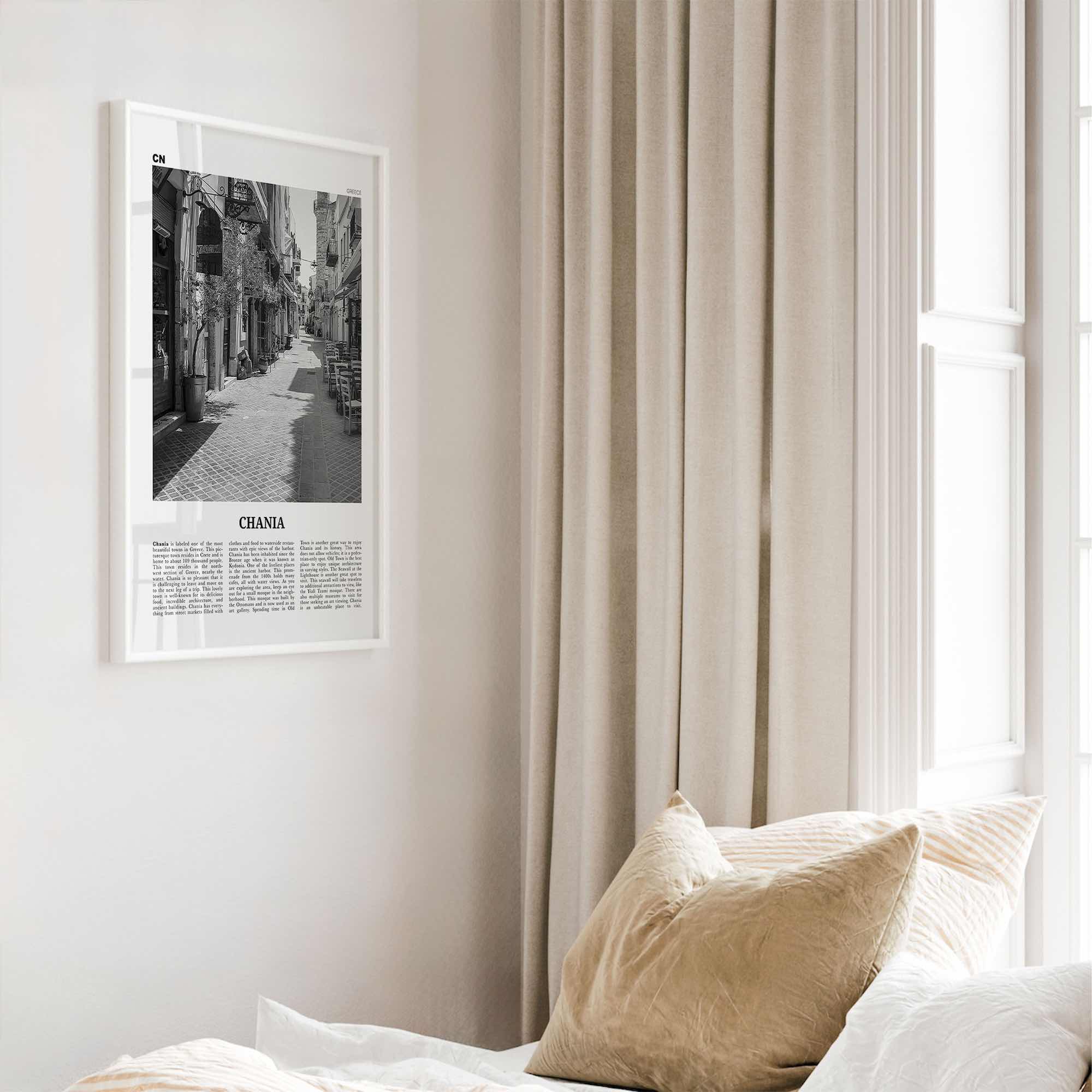 Chania Print Black and White, Chania Wall Art, Chania Poster, Chania Photo, Chania Wall Décor, Chania Map, Greece
