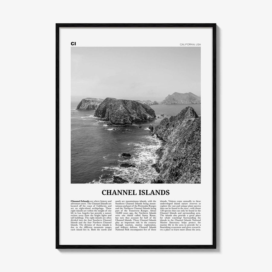Channel Islands Print Black and White California, Channel Islands Wall Art, Channel Islands Poster, Channel Islands Photo, California, USA