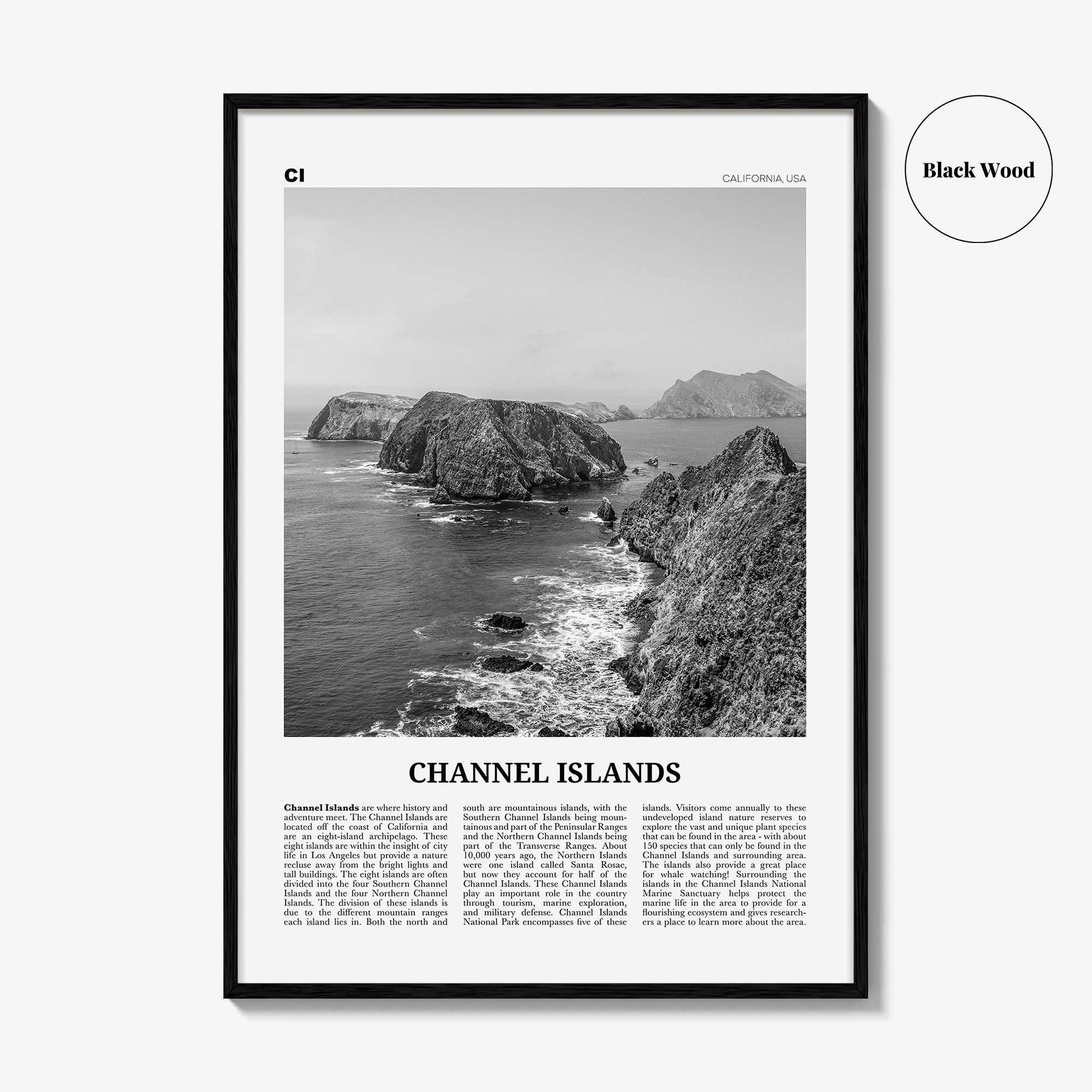 Channel Islands Print Black and White California, Channel Islands Wall Art, Channel Islands Poster, Channel Islands Photo, California, USA