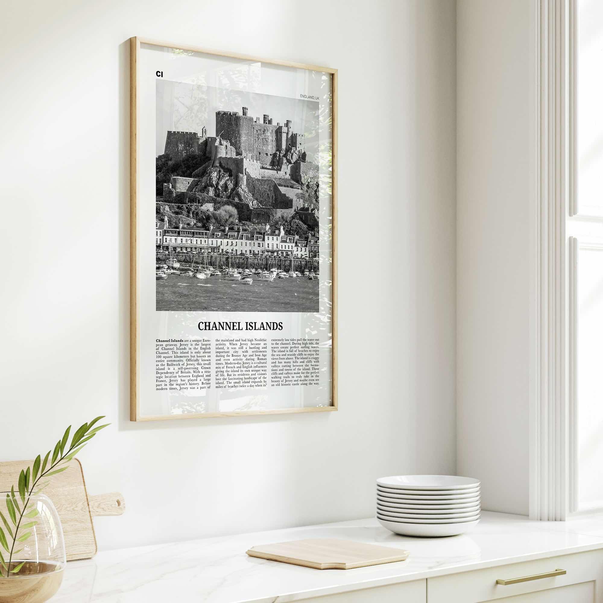 Channel Islands Print Black and White England No 1, Channel Islands Wall Art, Channel Islands Poster, Channel Islands Photo, England