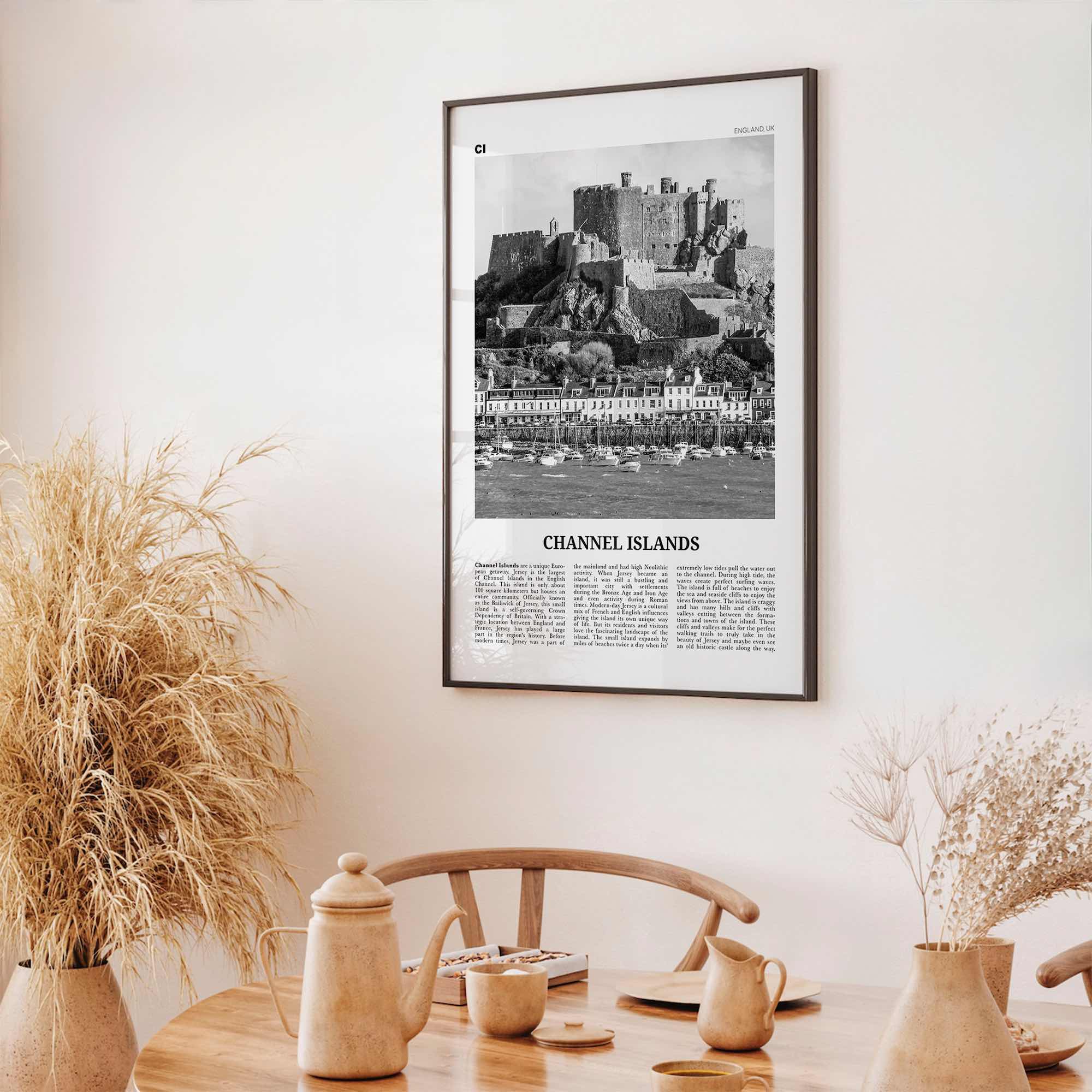 Channel Islands Print Black and White England No 1, Channel Islands Wall Art, Channel Islands Poster, Channel Islands Photo, England