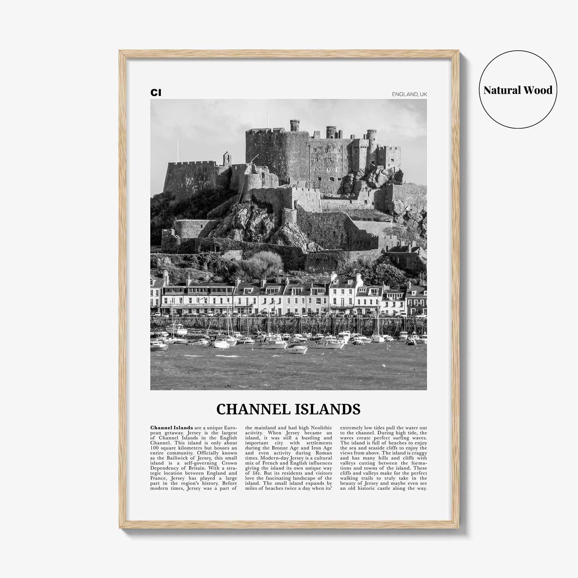 Channel Islands Print Black and White England No 1, Channel Islands Wall Art, Channel Islands Poster, Channel Islands Photo, England