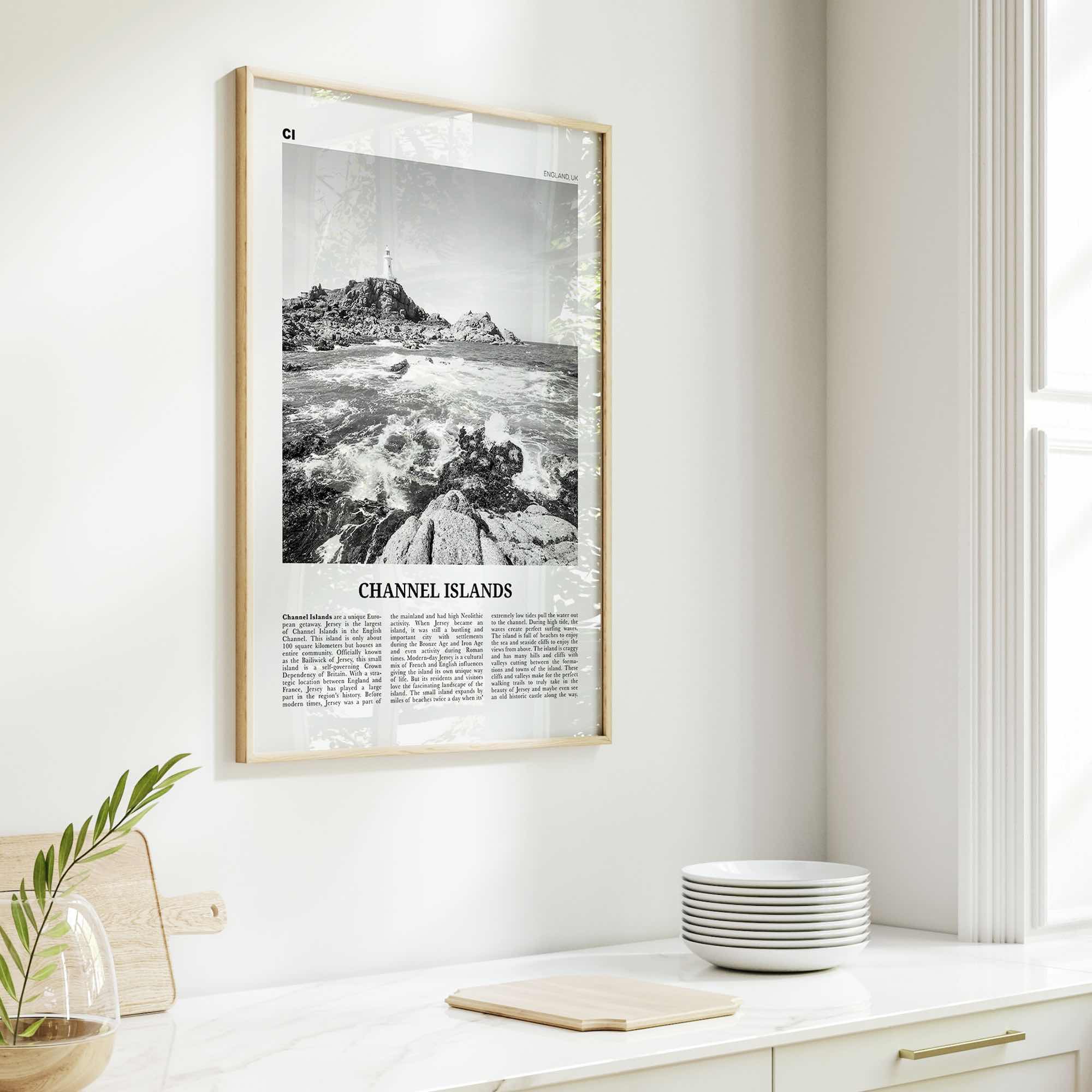 Channel Islands Print Black and White England No 2, Channel Islands Wall Art, Channel Islands Poster, Channel Islands Photo, England