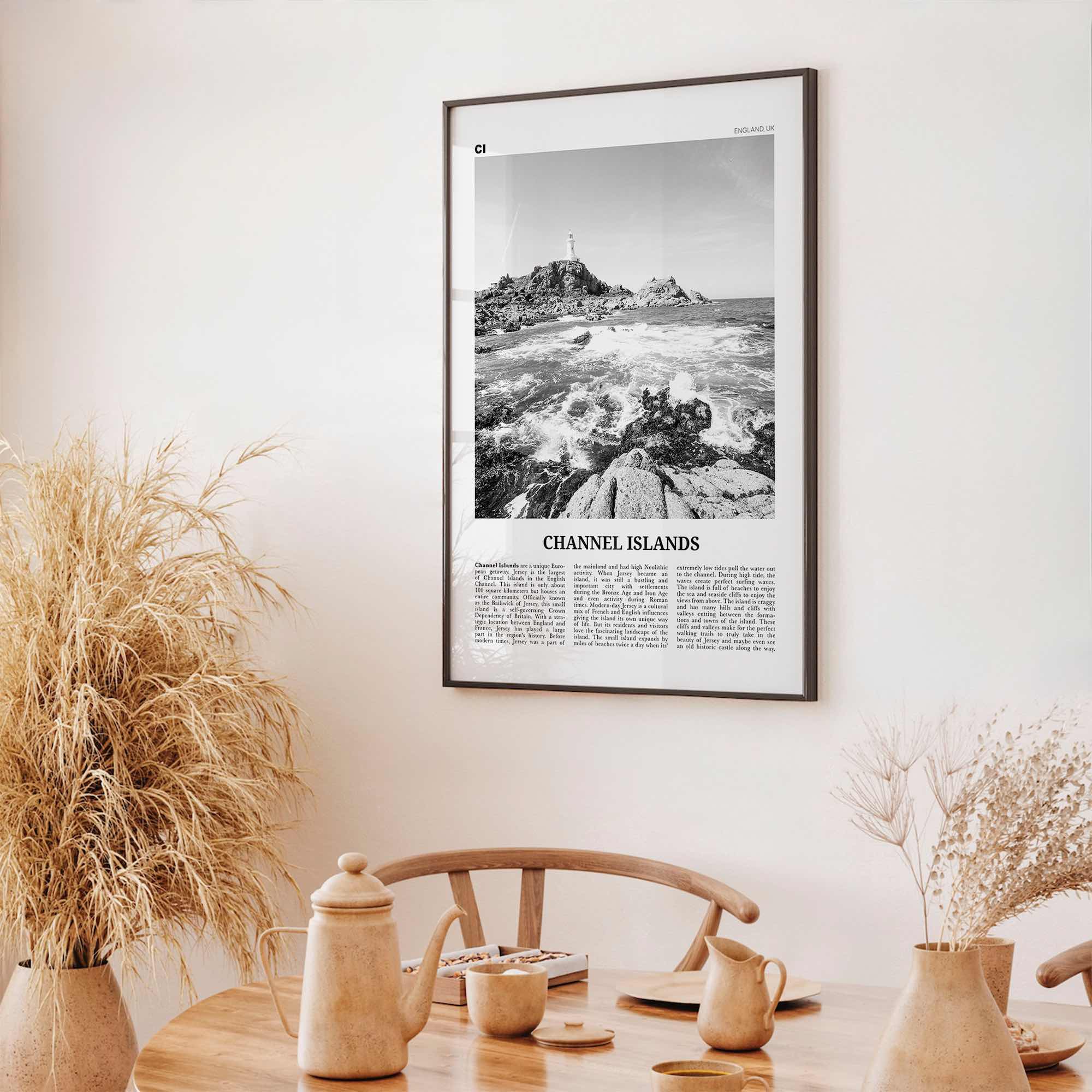 Channel Islands Print Black and White England No 2, Channel Islands Wall Art, Channel Islands Poster, Channel Islands Photo, England
