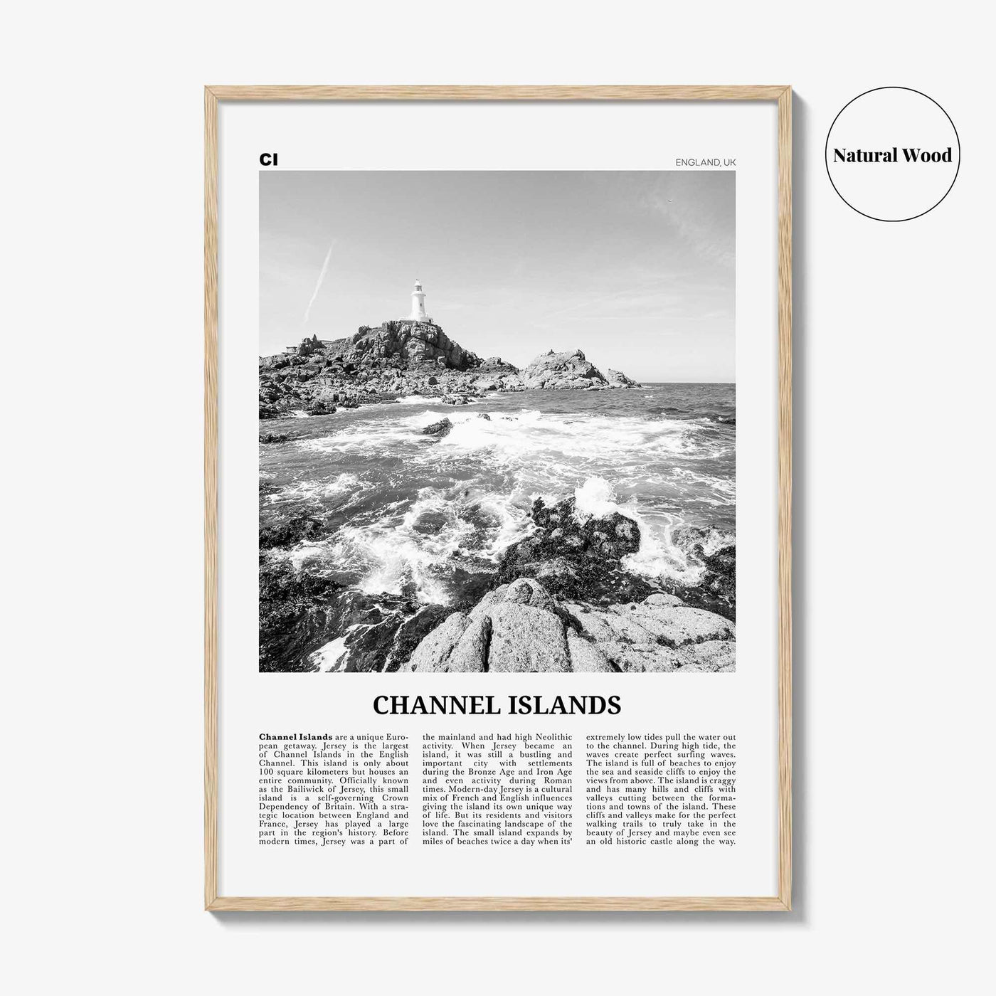 Channel Islands Print Black and White England No 2, Channel Islands Wall Art, Channel Islands Poster, Channel Islands Photo, England