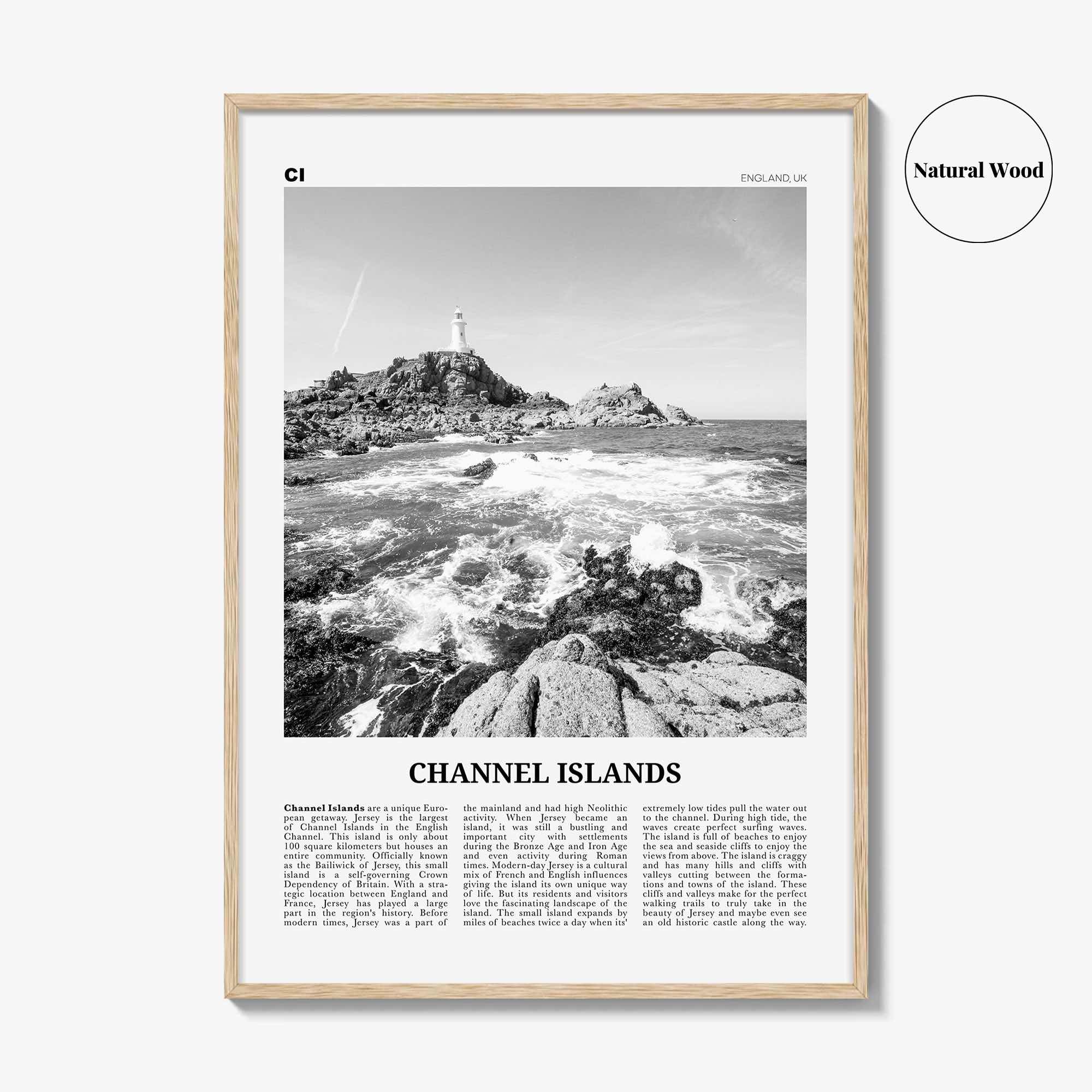 Channel Islands Print Black and White England No 2, Channel Islands Wall Art, Channel Islands Poster, Channel Islands Photo, England
