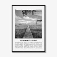 Charleston County Print Black and White, Charleston Wall Art, Charleston Poster, Charleston Photo, Charleston Wall Décor, Charleston Map