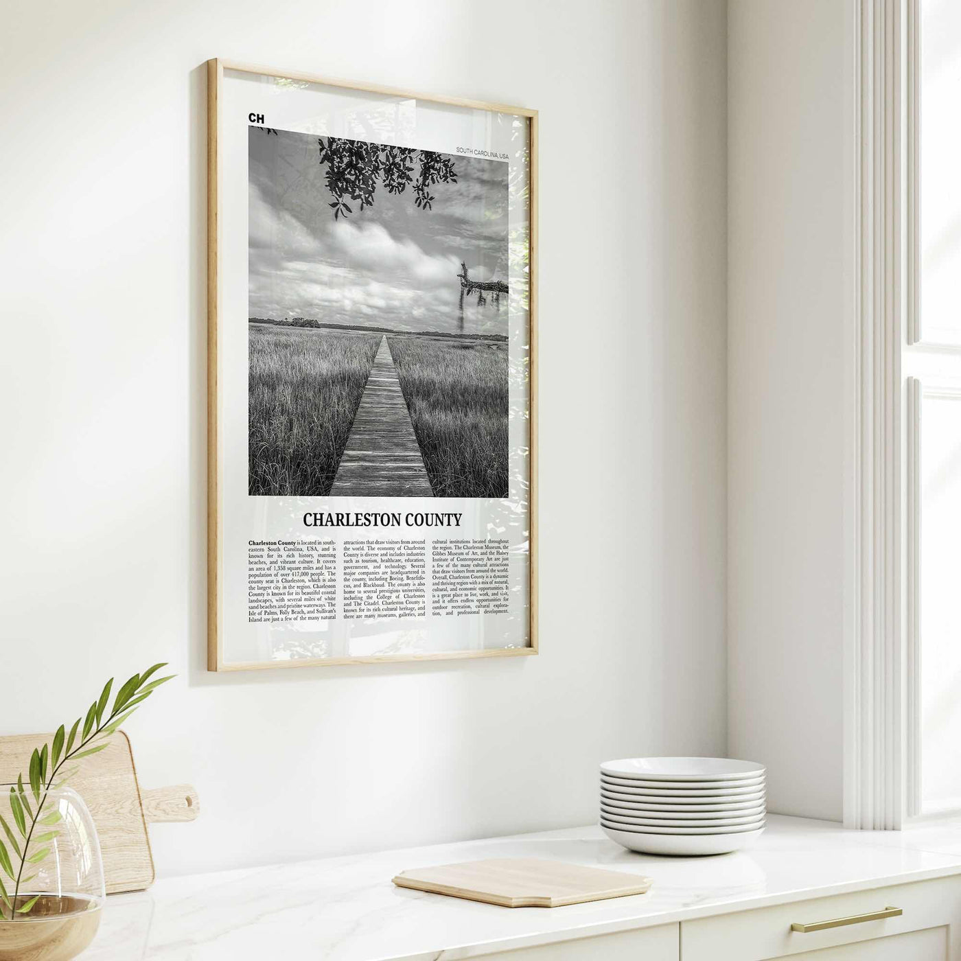 Charleston County Print Black and White, Charleston Wall Art, Charleston Poster, Charleston Photo, Charleston Wall Décor, Charleston Map