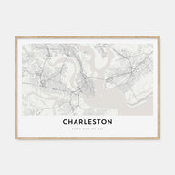 Charleston, South Carolina Map Landscape Poster