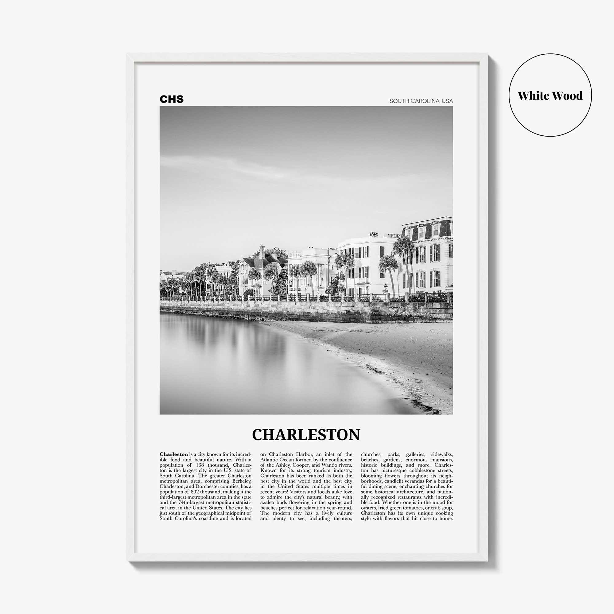 Charleston Print Black and White South Carolina No 1, Charleston Wall Art, Charleston Poster, Charleston Photo, USA, United States