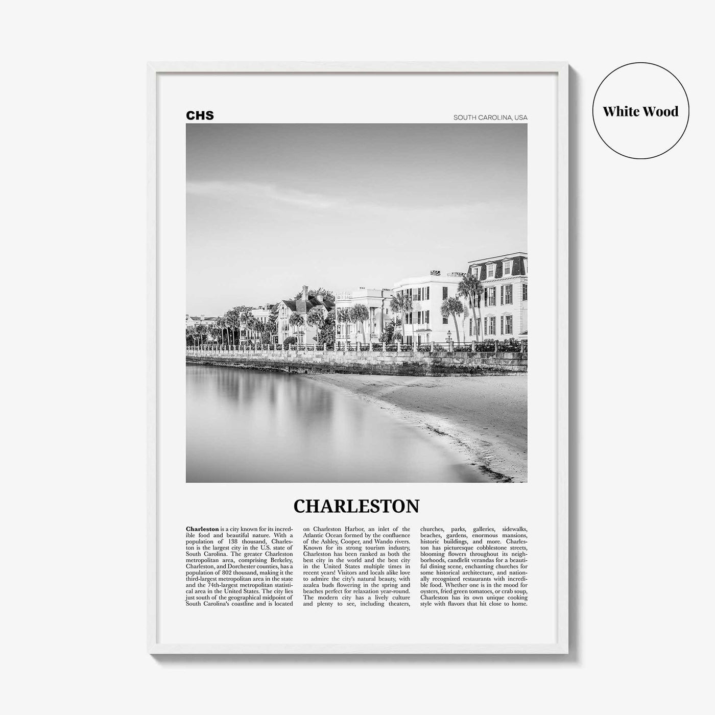 Charleston Print Black and White South Carolina No 1, Charleston Wall Art, Charleston Poster, Charleston Photo, USA, United States