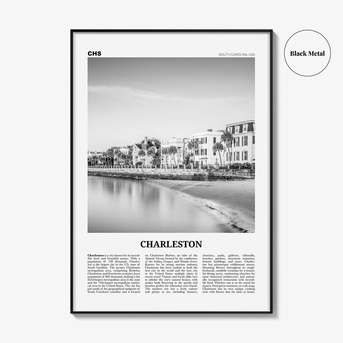 Charleston Print Black and White South Carolina No 1, Charleston Wall Art, Charleston Poster, Charleston Photo, USA, United States