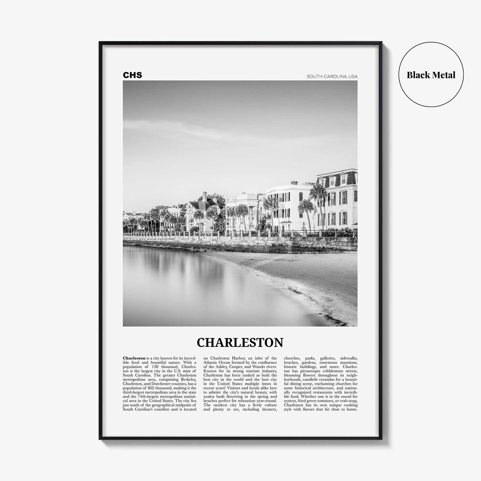 Charleston Print Black and White South Carolina No 1, Charleston Wall Art, Charleston Poster, Charleston Photo, USA, United States