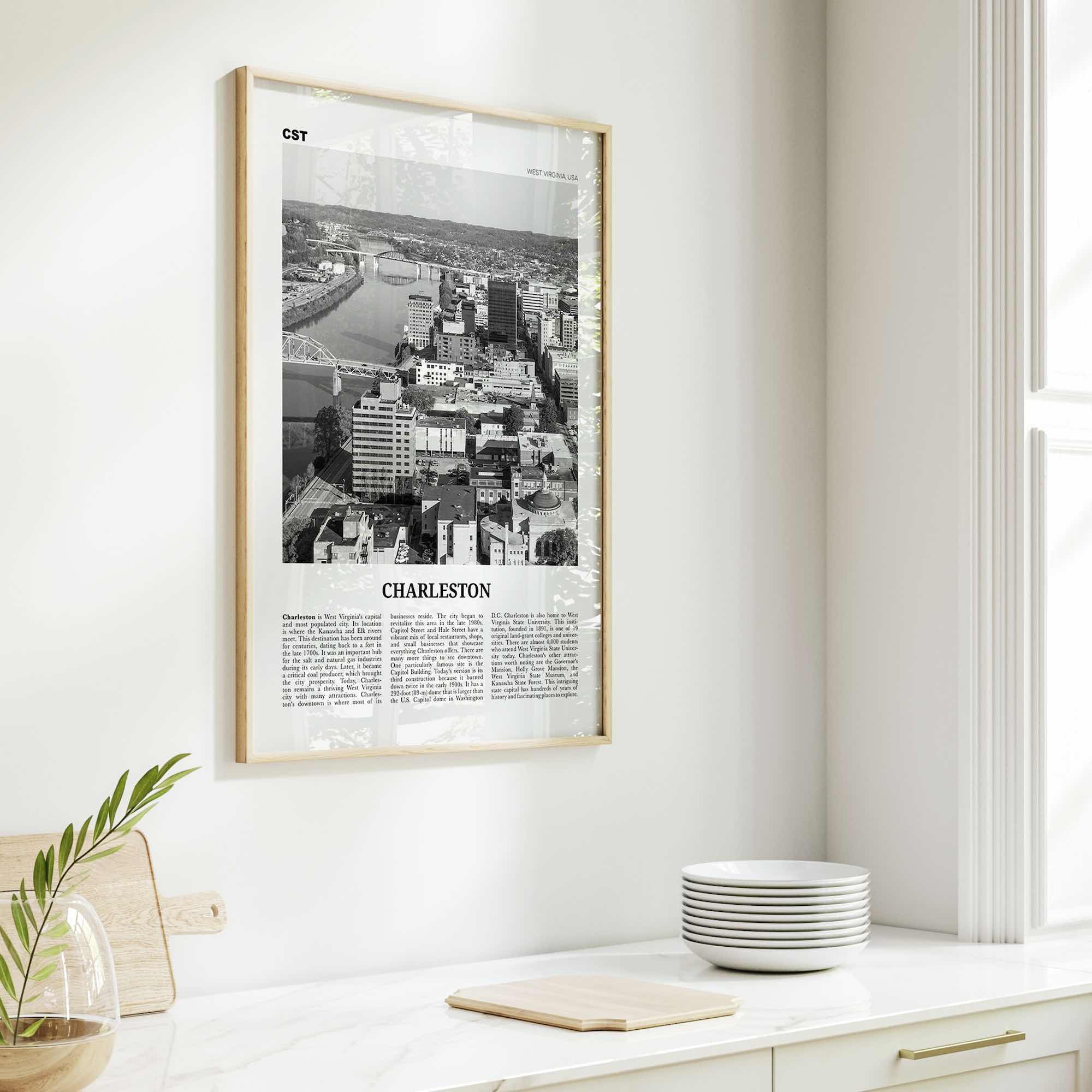 Charleston Print Black and White West Virginia, Charleston Wall Art, Charleston Poster, Charleston Photo, Charleston Wall Décor, USA