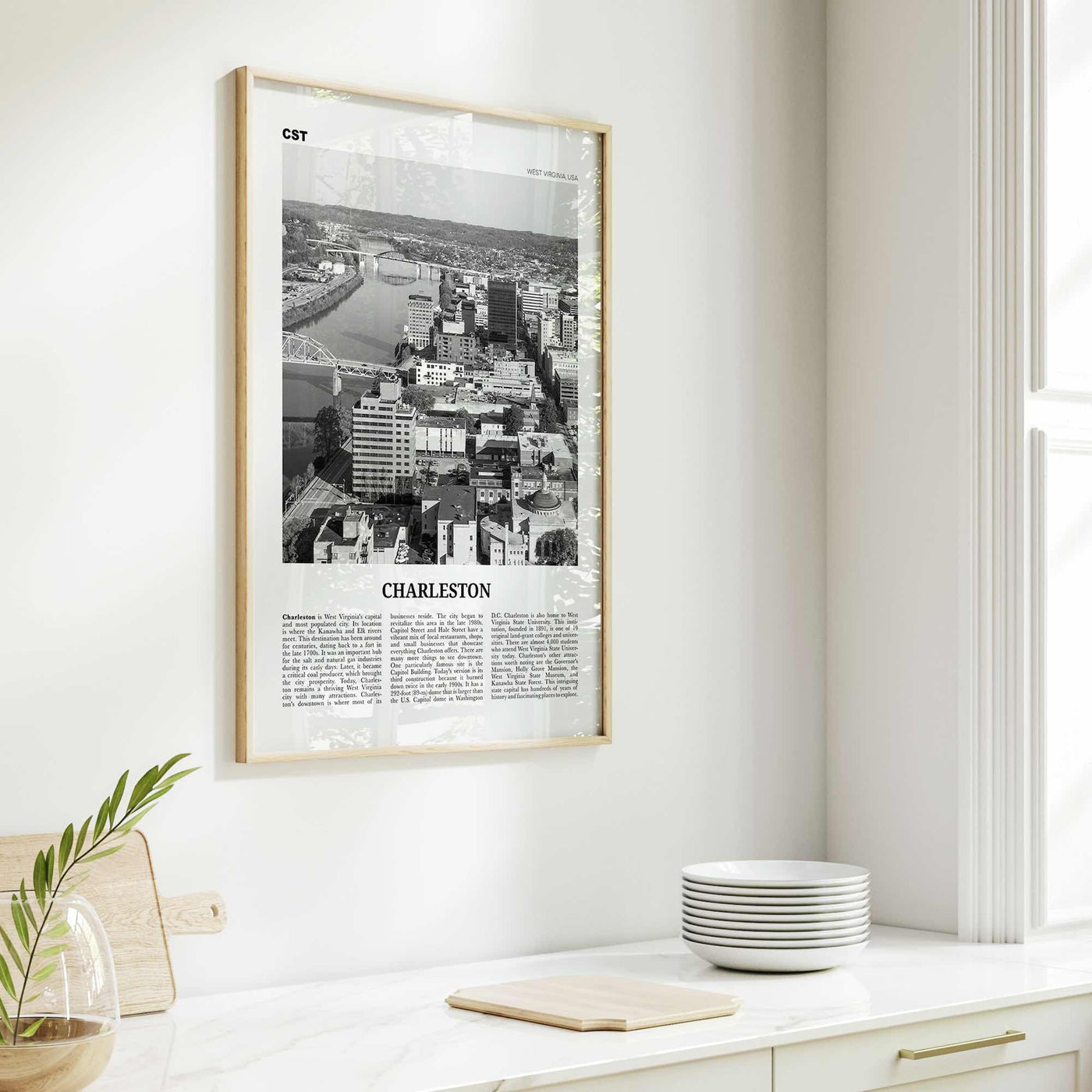 Charleston Print Black and White West Virginia, Charleston Wall Art, Charleston Poster, Charleston Photo, Charleston Wall Décor, USA