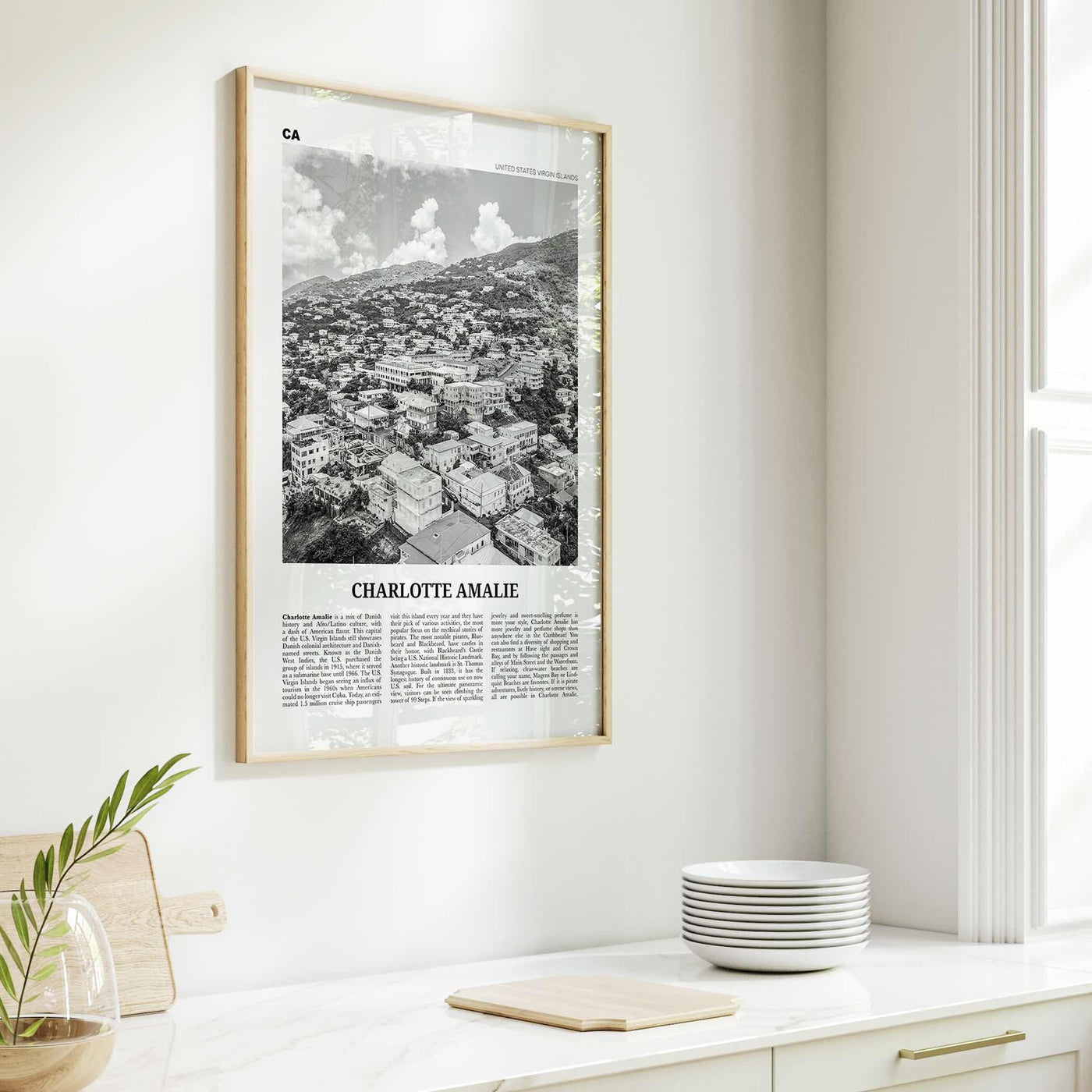 Charlotte Amalie Print Black and White, Charlotte Amalie Wall Art, Charlotte Amalie Poster, Charlotte Amalie Photo, Virgin Islands