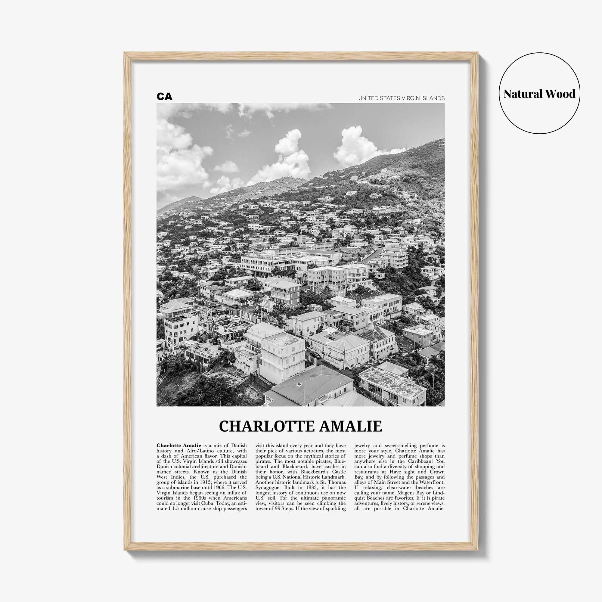 Charlotte Amalie Print Black and White, Charlotte Amalie Wall Art, Charlotte Amalie Poster, Charlotte Amalie Photo, Virgin Islands