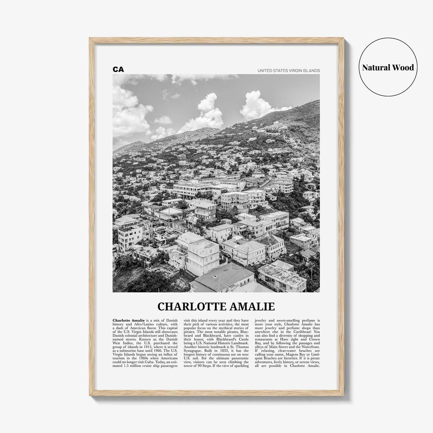 Charlotte Amalie Print Black and White, Charlotte Amalie Wall Art, Charlotte Amalie Poster, Charlotte Amalie Photo, Virgin Islands