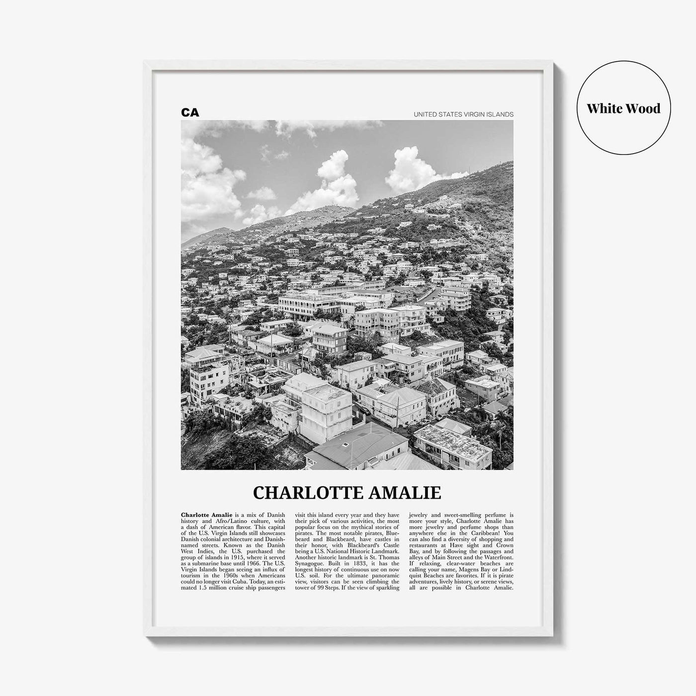 Charlotte Amalie Print Black and White, Charlotte Amalie Wall Art, Charlotte Amalie Poster, Charlotte Amalie Photo, Virgin Islands