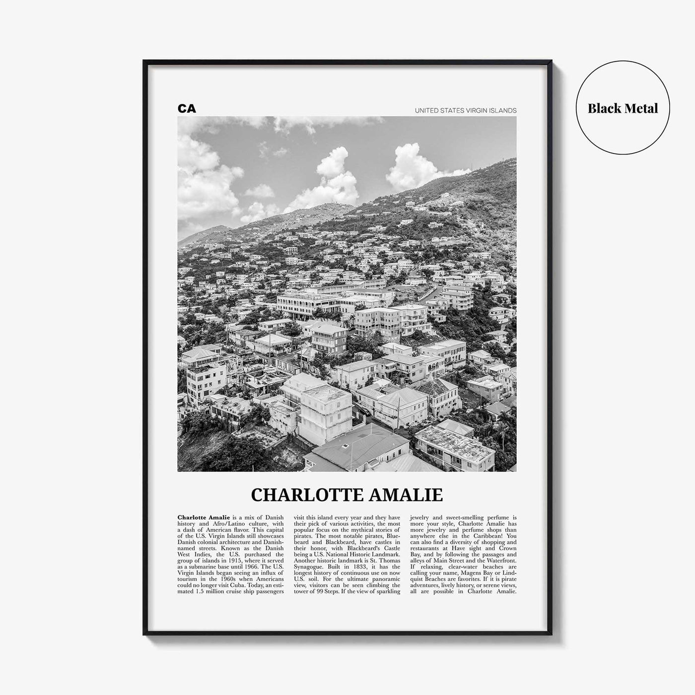 Charlotte Amalie Print Black and White, Charlotte Amalie Wall Art, Charlotte Amalie Poster, Charlotte Amalie Photo, Virgin Islands