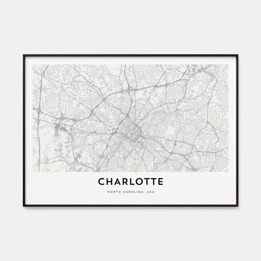 Charlotte Map Landscape Poster