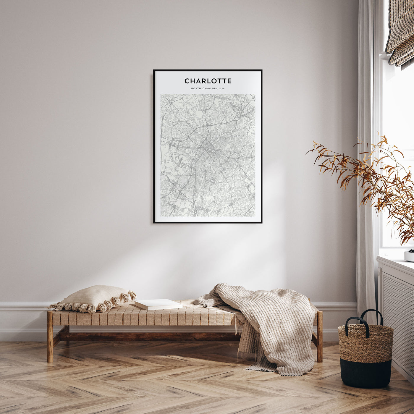 Charlotte Map Portrait Poster