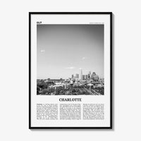 Charlotte Print Black and White No 2, Charlotte Wall Art, Charlotte Poster, Charlotte Photo, North Carolina, USA, United States