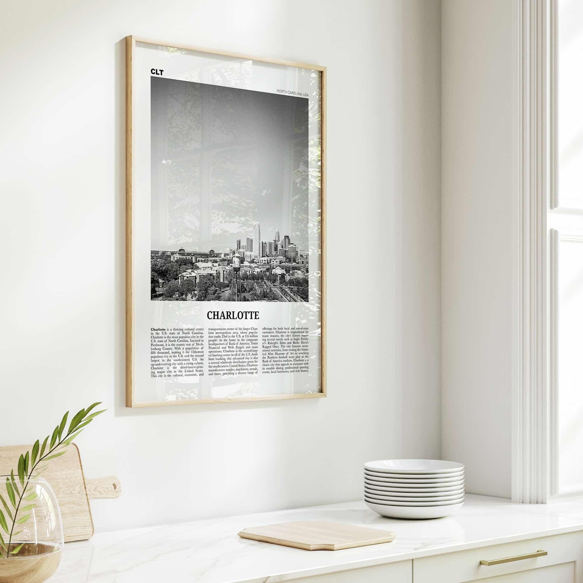 Charlotte Print Black and White No 2, Charlotte Wall Art, Charlotte Poster, Charlotte Photo, North Carolina, USA, United States