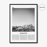 Charlotte Print Black and White No 2, Charlotte Wall Art, Charlotte Poster, Charlotte Photo, North Carolina, USA, United States