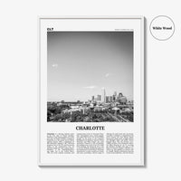 Charlotte Print Black and White No 2, Charlotte Wall Art, Charlotte Poster, Charlotte Photo, North Carolina, USA, United States