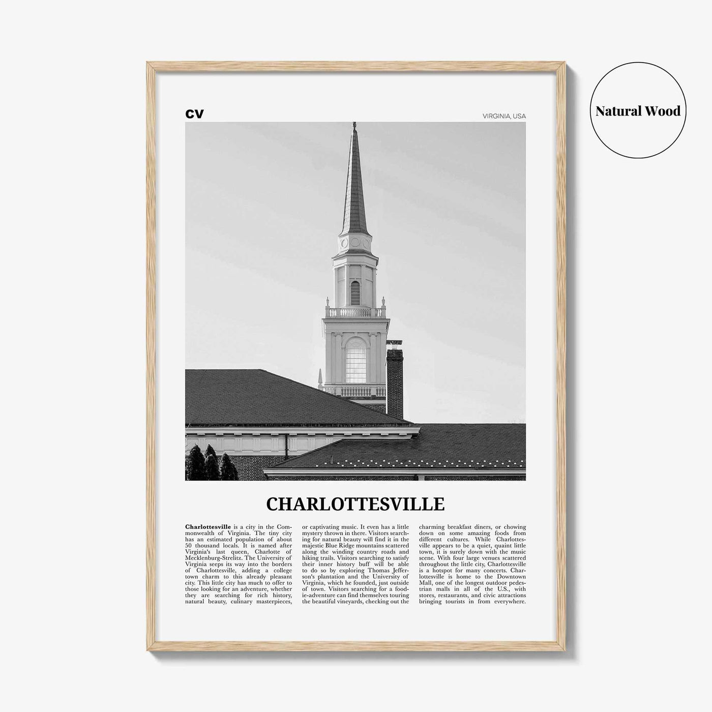Charlottesville Print Black and White No 1, Charlottesville Wall Art, Charlottesville Poster, Charlottesville Photo, Charlottesville