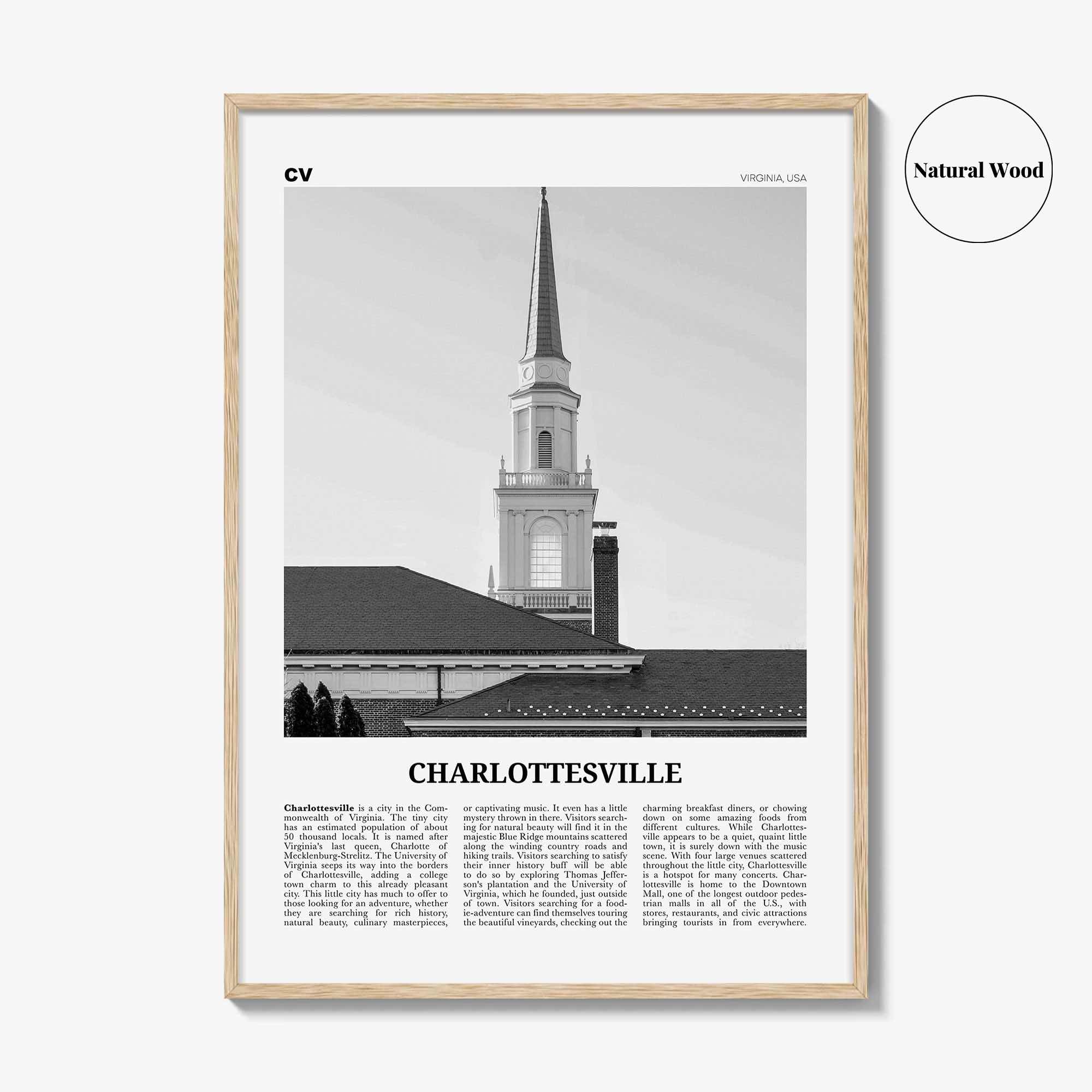 Charlottesville Print Black and White No 1, Charlottesville Wall Art, Charlottesville Poster, Charlottesville Photo, Charlottesville
