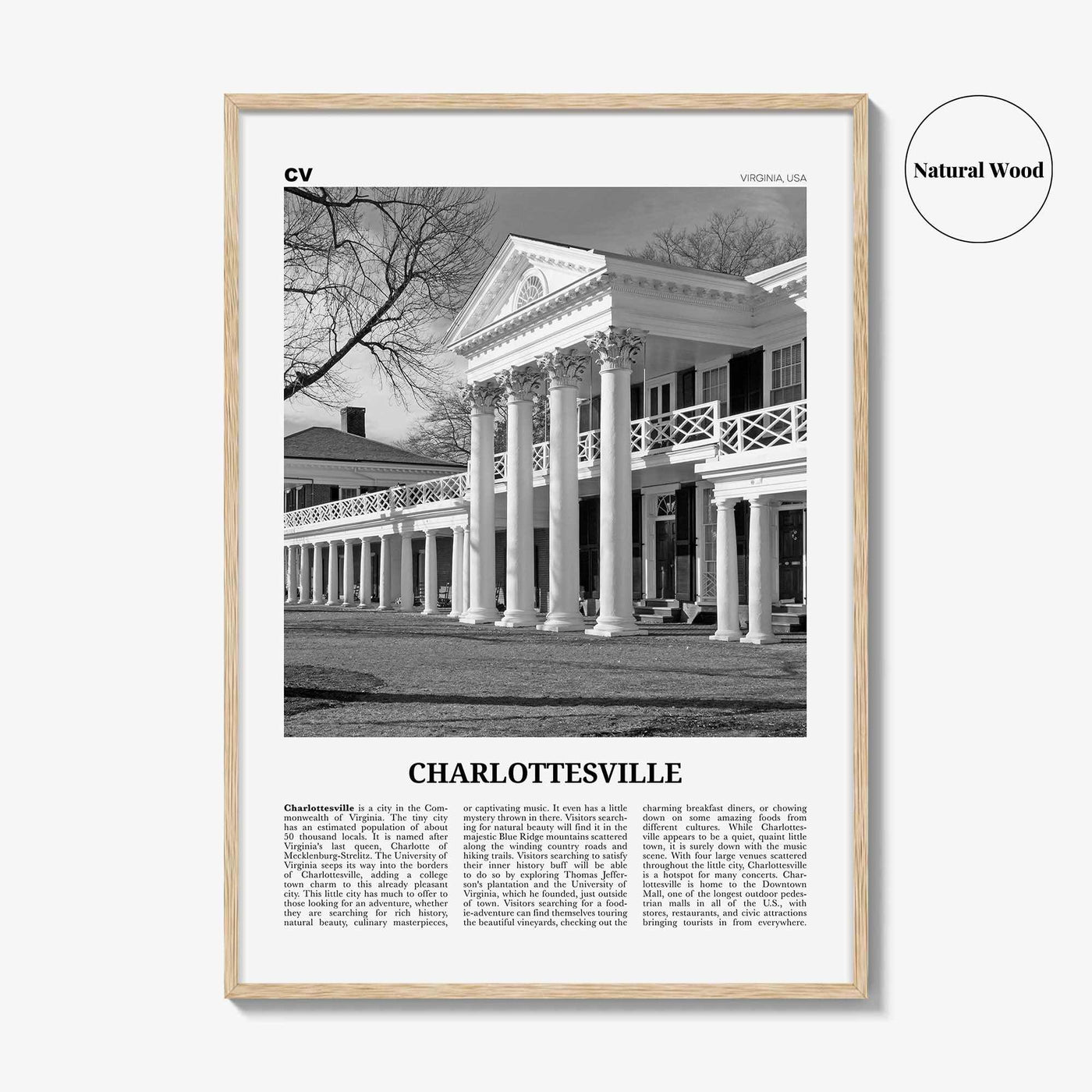 Charlottesville Print Black and White No 2, Charlottesville Wall Art, Charlottesville Poster, Charlottesville Photo, Charlottesville