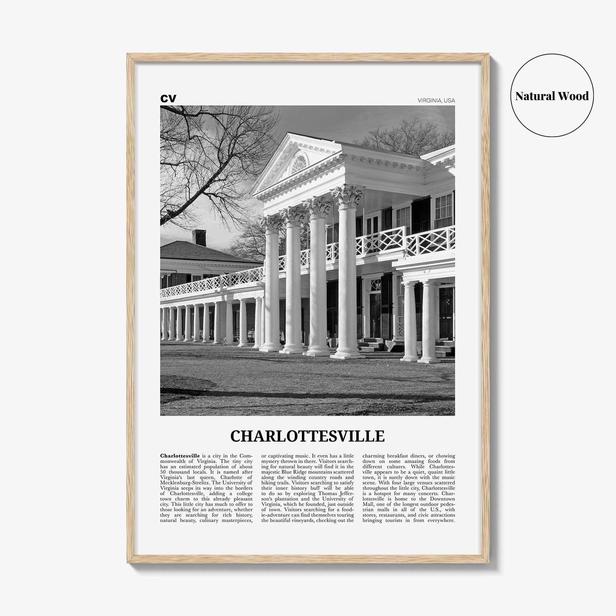 Charlottesville Print Black and White No 2, Charlottesville Wall Art, Charlottesville Poster, Charlottesville Photo, Charlottesville
