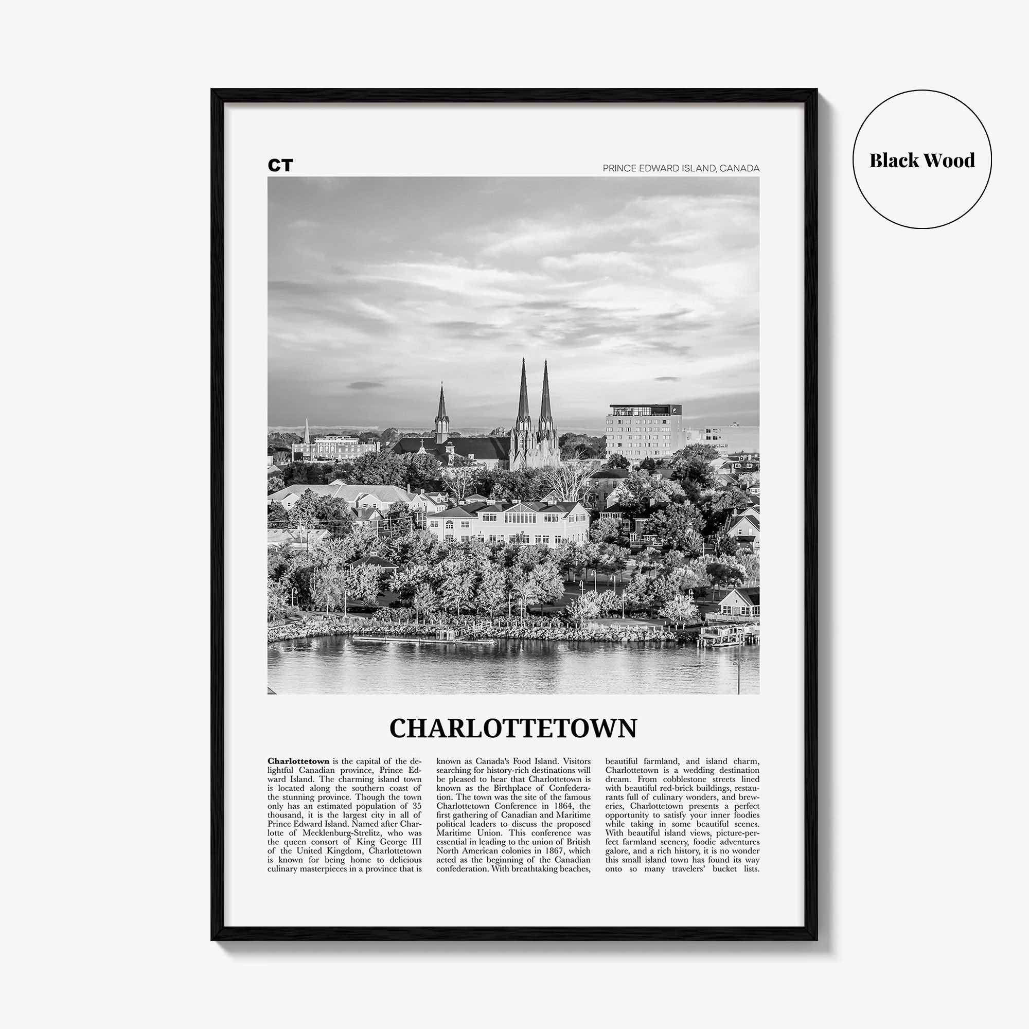Charlottetown Print Black and White, Charlottetown Wall Art, Charlottetown Poster, Charlottetown Photo, Prince Edward Island, Canada