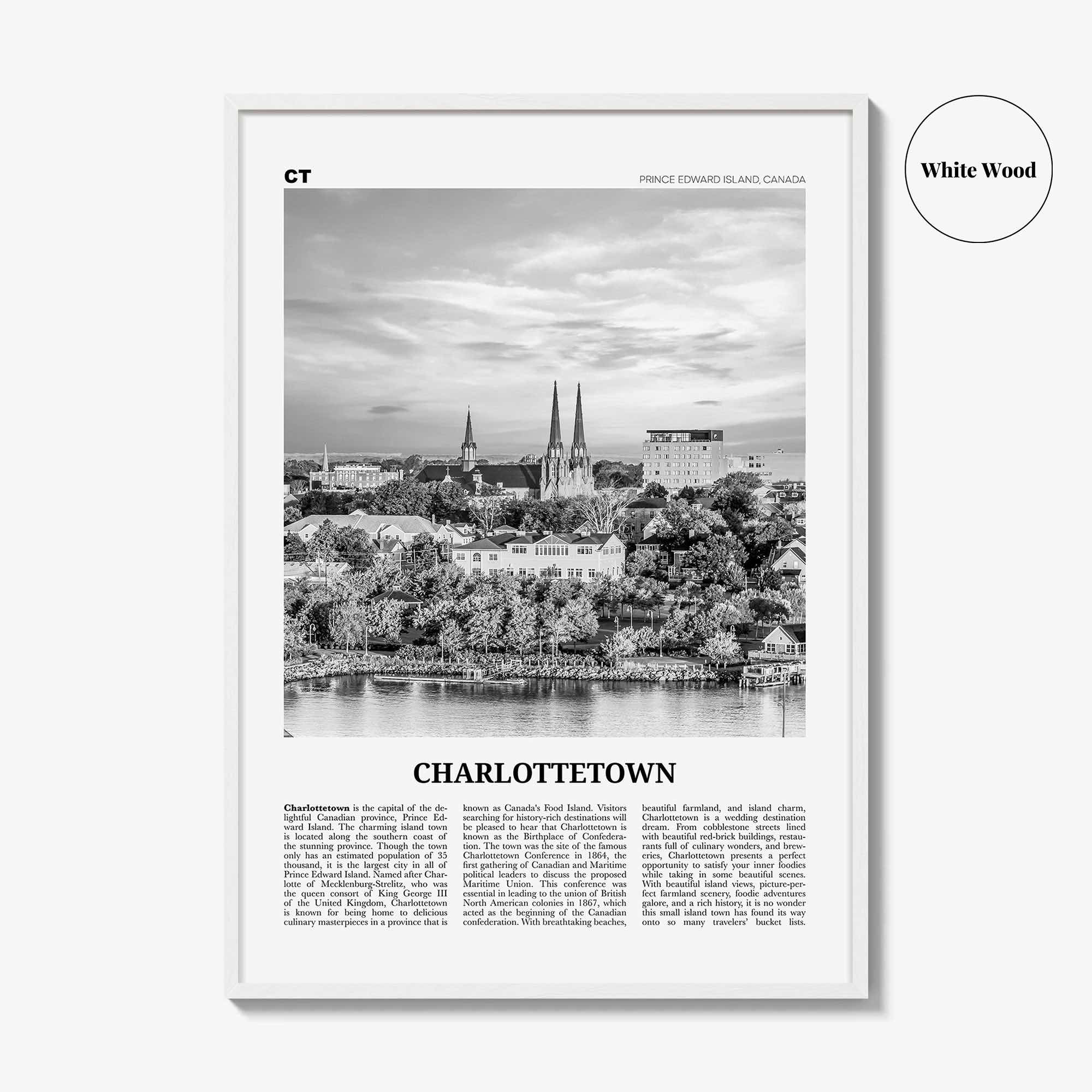 Charlottetown Print Black and White, Charlottetown Wall Art, Charlottetown Poster, Charlottetown Photo, Prince Edward Island, Canada