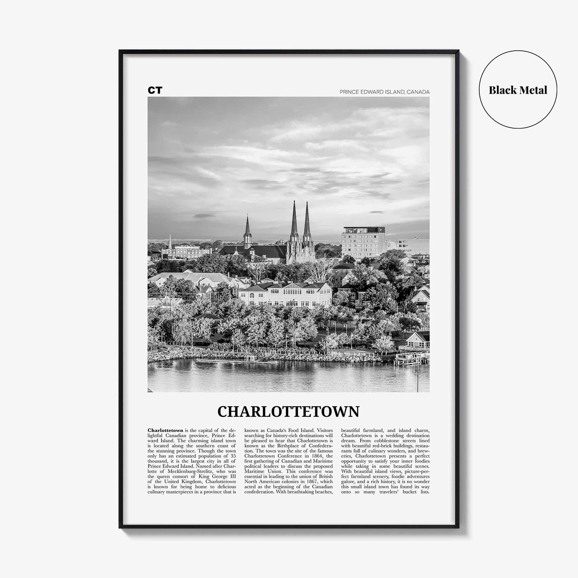 Charlottetown Print Black and White, Charlottetown Wall Art, Charlottetown Poster, Charlottetown Photo, Prince Edward Island, Canada