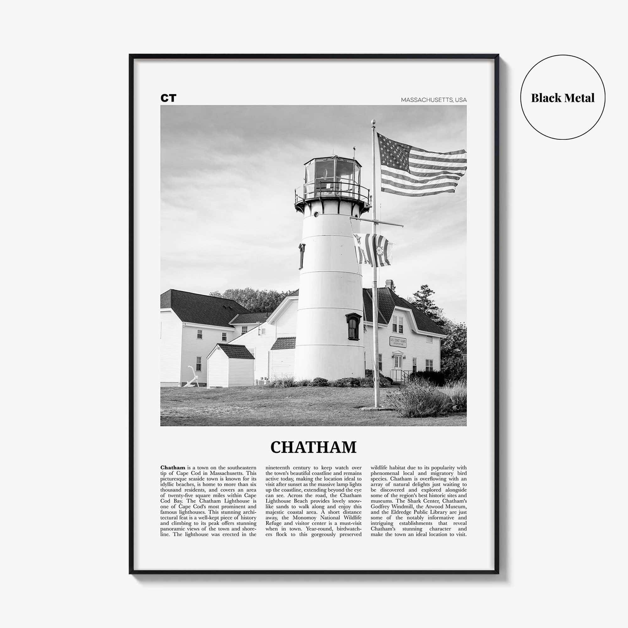 Chatham Print Black and White, Chatham Wall Art, Chatham Poster, Chatham Photo, Chatham Map, Chatham Wall Decor, Massachusetts, USA
