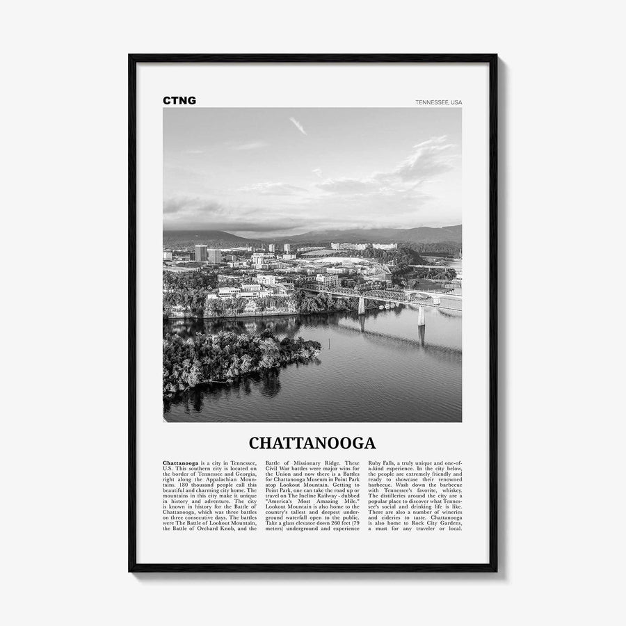 Chattanooga Print Black and White No 1, Chattanooga Wall Art, Chattanooga Poster, Chattanooga Photo, Chattanooga Wall Décor, Tennessee, USA