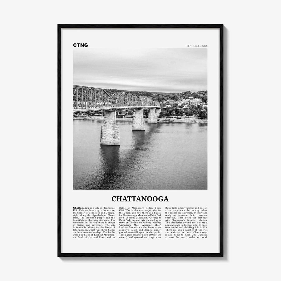 Chattanooga Print Black and White No 2, Chattanooga Wall Art, Chattanooga Poster, Chattanooga Photo, Chattanooga Wall Décor, Tennessee USA