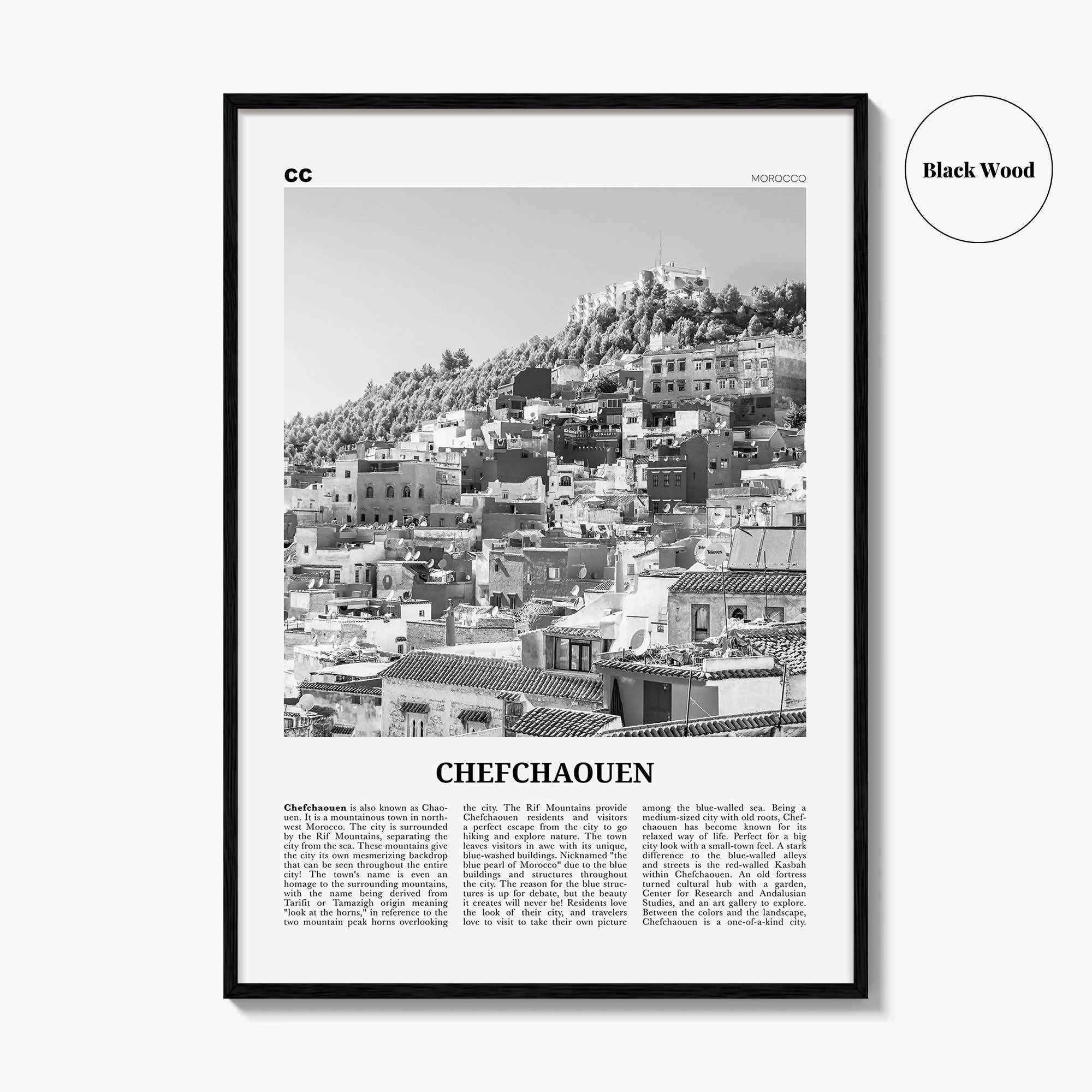 Chefchaouen Print Black and White, Chefchaouen Wall Art, Chefchaouen Poster, Chefchaouen Photo, Chefchaouen Wall Décor, Chefchaouen Map