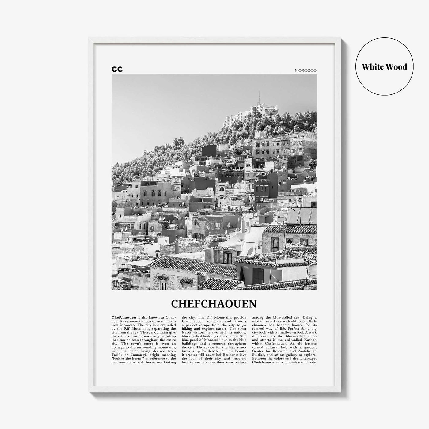 Chefchaouen Print Black and White, Chefchaouen Wall Art, Chefchaouen Poster, Chefchaouen Photo, Chefchaouen Wall Décor, Chefchaouen Map