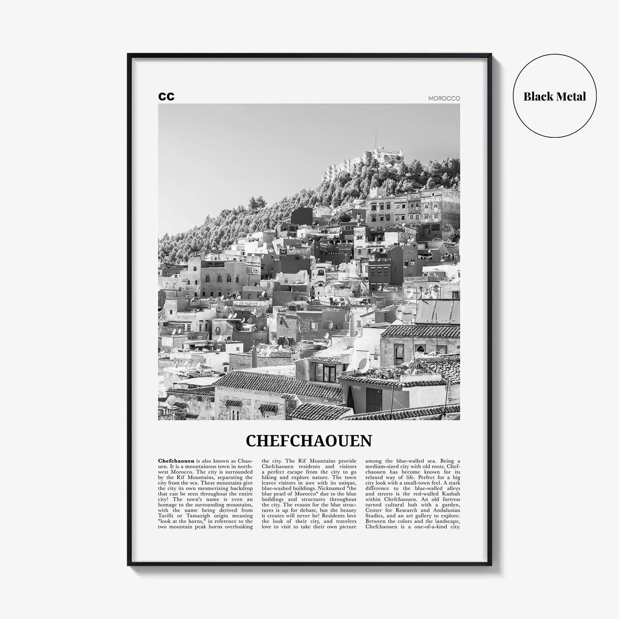 Chefchaouen Print Black and White, Chefchaouen Wall Art, Chefchaouen Poster, Chefchaouen Photo, Chefchaouen Wall Décor, Chefchaouen Map
