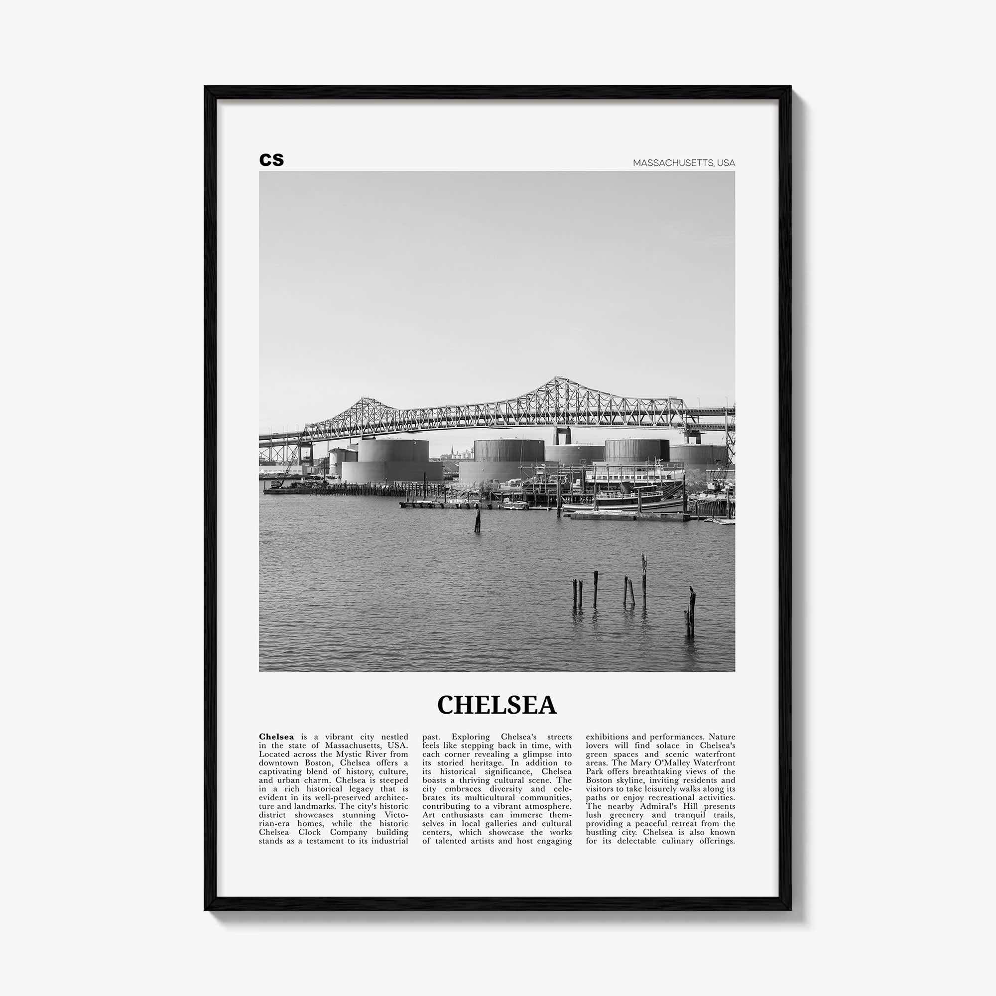 Chelsea Print Black and White Massachusetts, Chelsea Wall Art, Chelsea Poster, Chelsea Photo, Chelsea Wall Décor, Chelsea Map, US