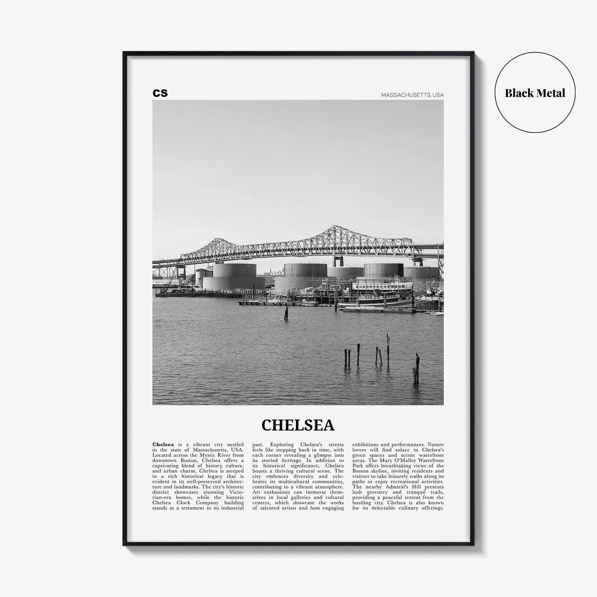 Chelsea Print Black and White Massachusetts, Chelsea Wall Art, Chelsea Poster, Chelsea Photo, Chelsea Wall Décor, Chelsea Map, US