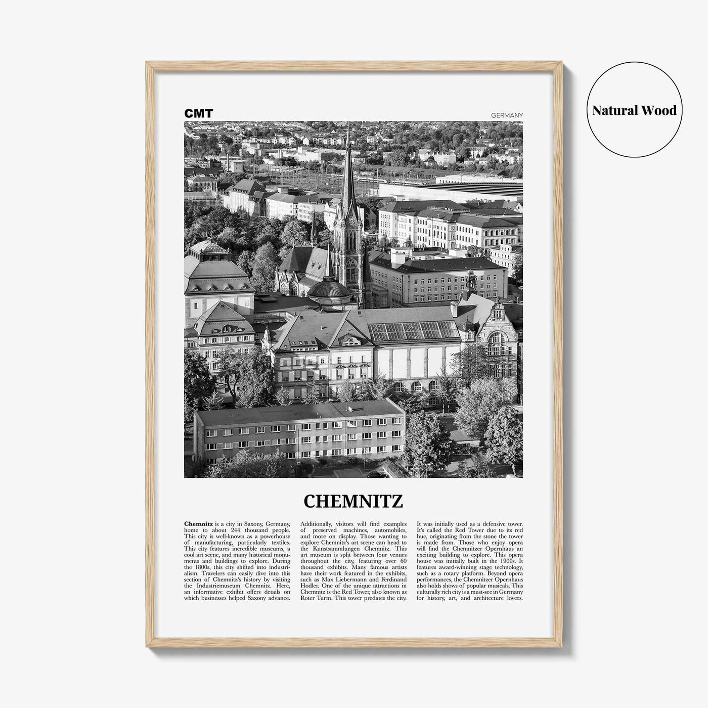 Chemnitz Print Black and White, Chemnitz Wall Art, Chemnitz Poster, Chemnitz Photo, Chemnitz Wall Décor, Chemnitz Map, Germany