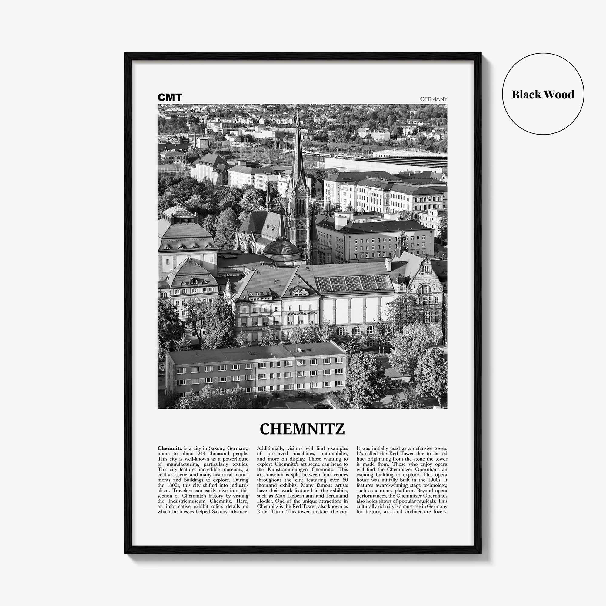 Chemnitz Print Black and White, Chemnitz Wall Art, Chemnitz Poster, Chemnitz Photo, Chemnitz Wall Décor, Chemnitz Map, Germany