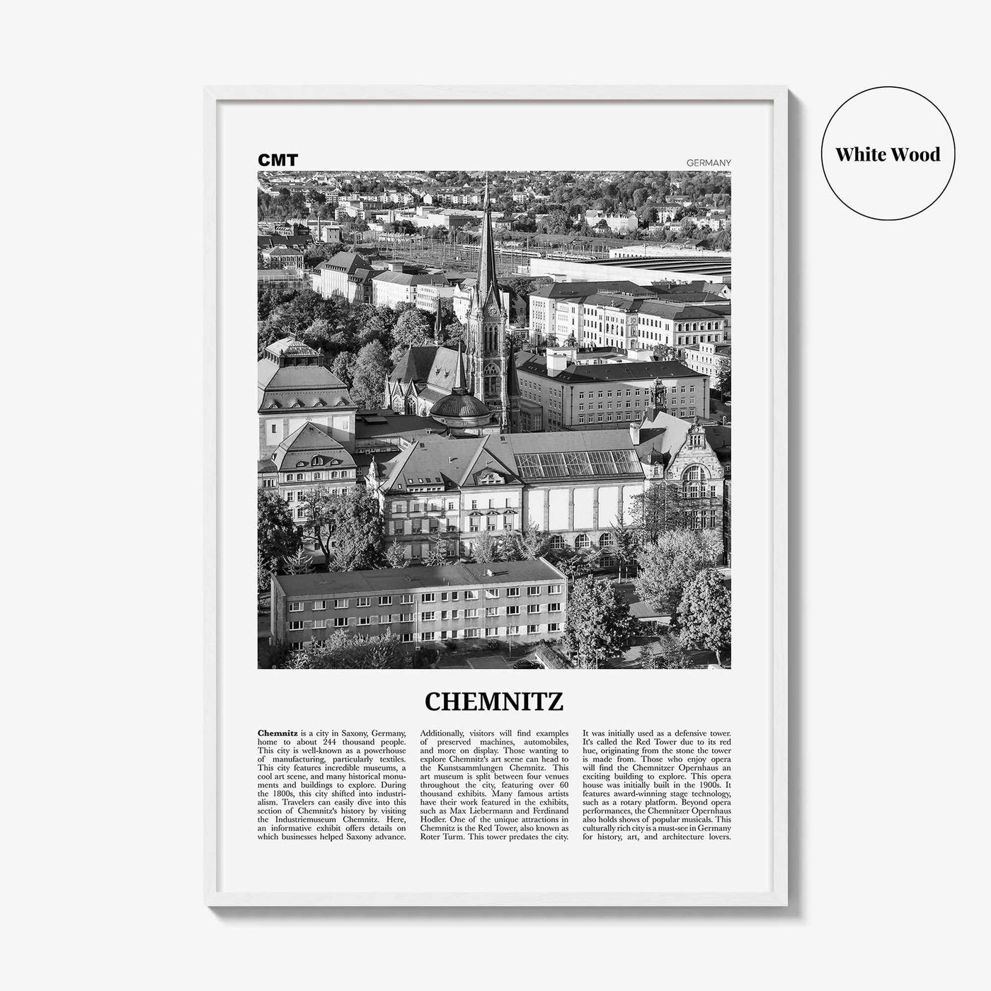 Chemnitz Print Black and White, Chemnitz Wall Art, Chemnitz Poster, Chemnitz Photo, Chemnitz Wall Décor, Chemnitz Map, Germany