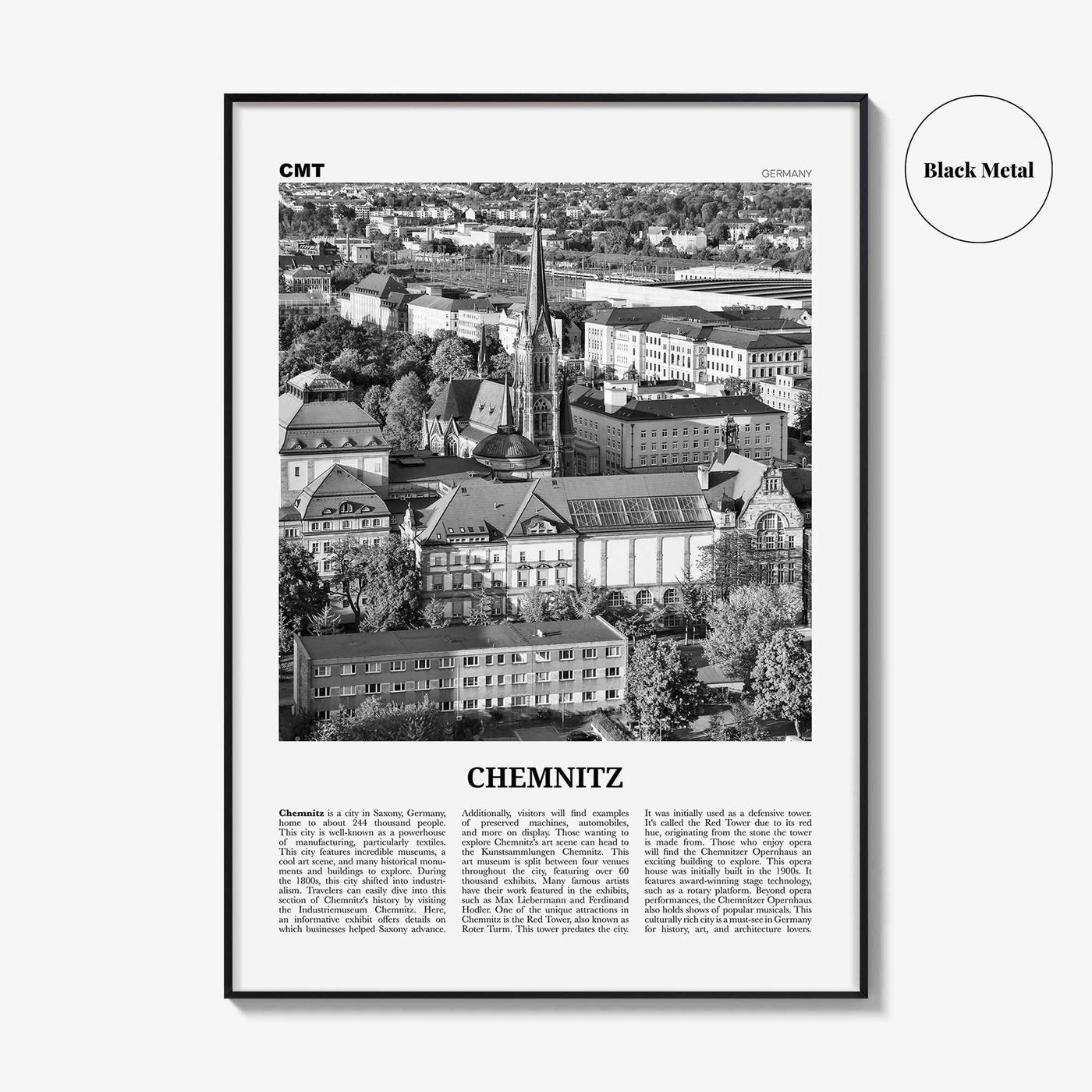 Chemnitz Print Black and White, Chemnitz Wall Art, Chemnitz Poster, Chemnitz Photo, Chemnitz Wall Décor, Chemnitz Map, Germany